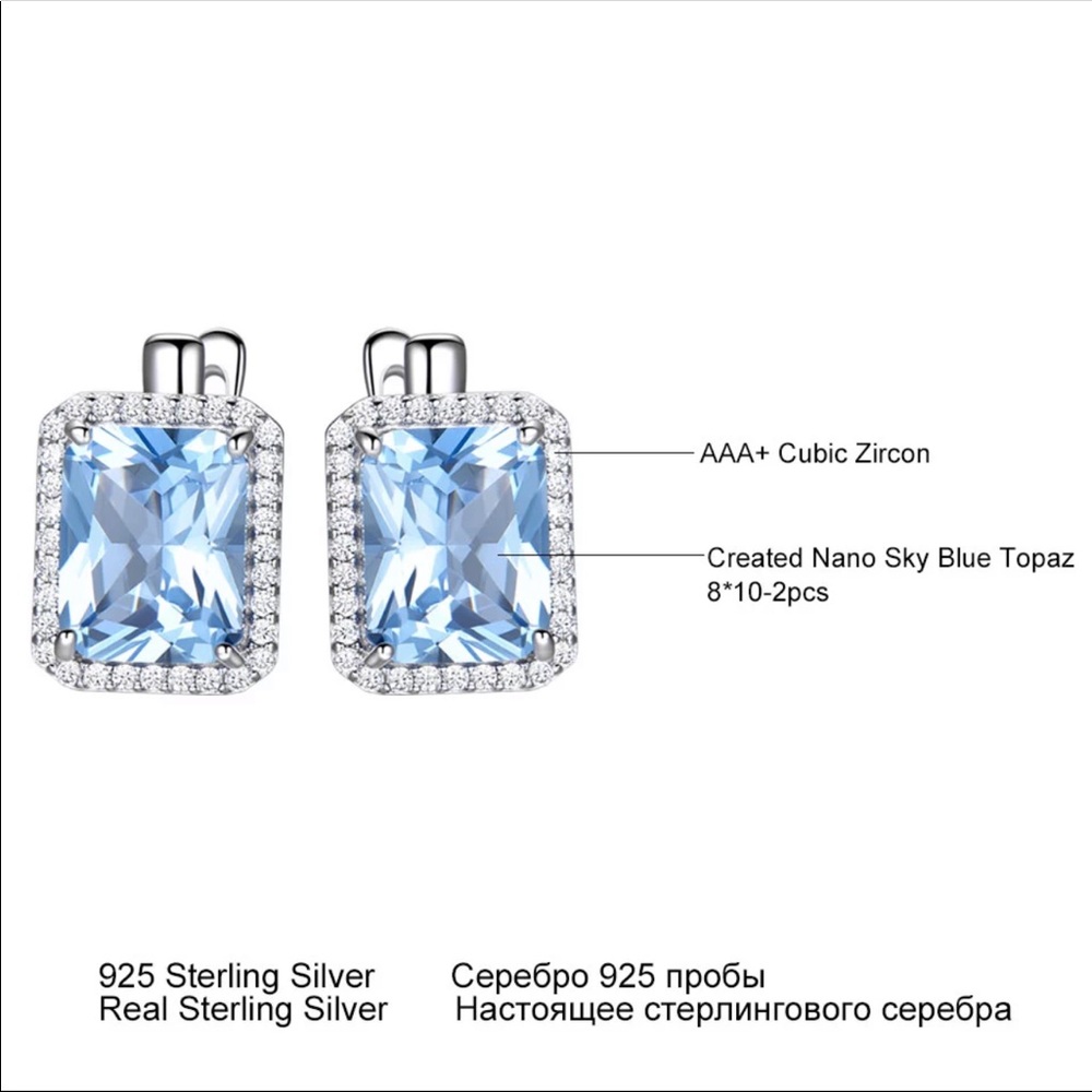 Sky Blue Topaz S925 CZ Earrings - Picture 3 of 8